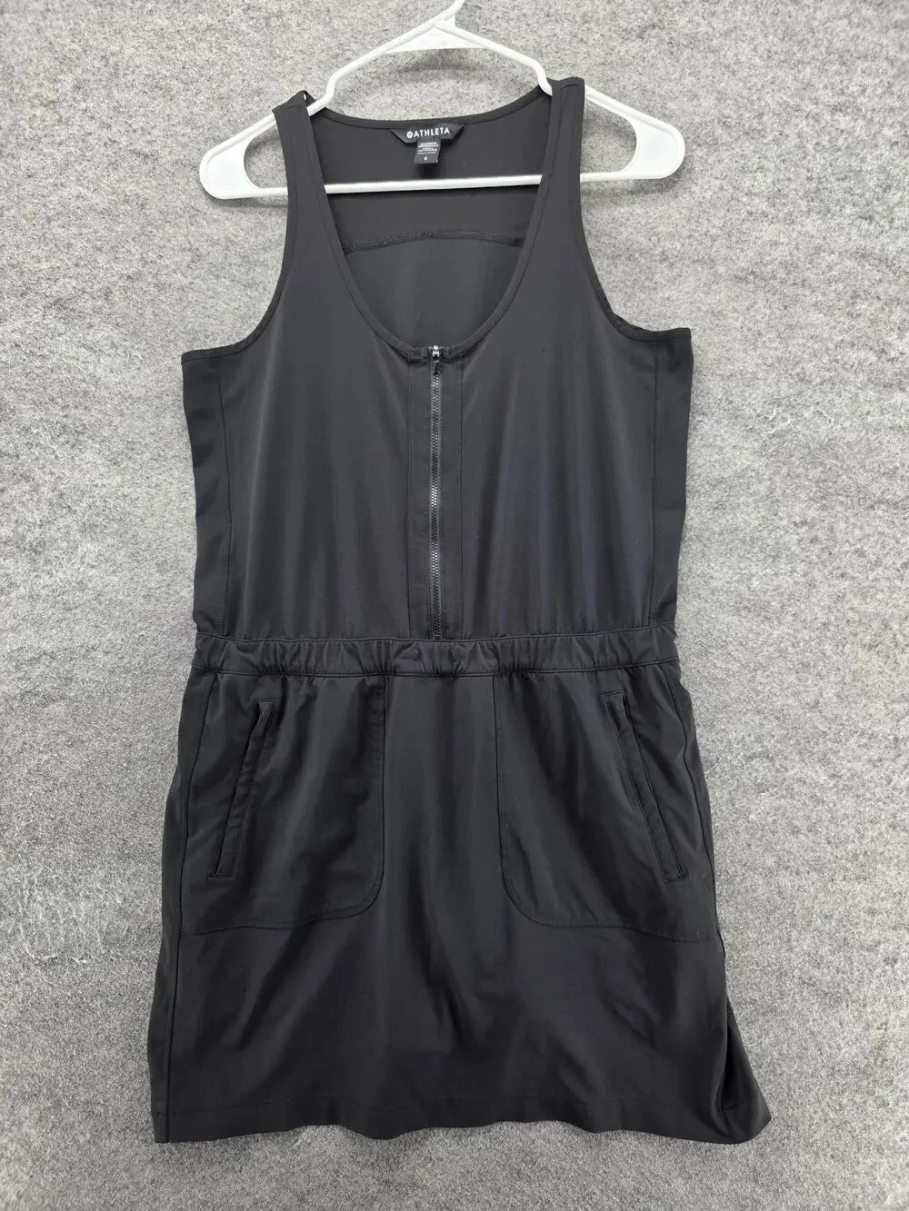 Athleta Dress Womens 6 Black Tank Knee Length Scoop Neck Zip Pockets Expedition